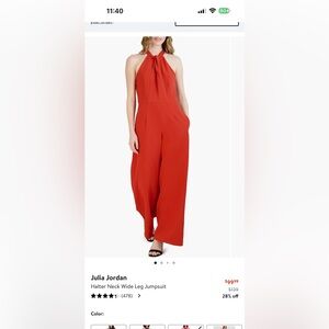 Julia Jordan halter twist neck jumpsuit in bright red/watermelon